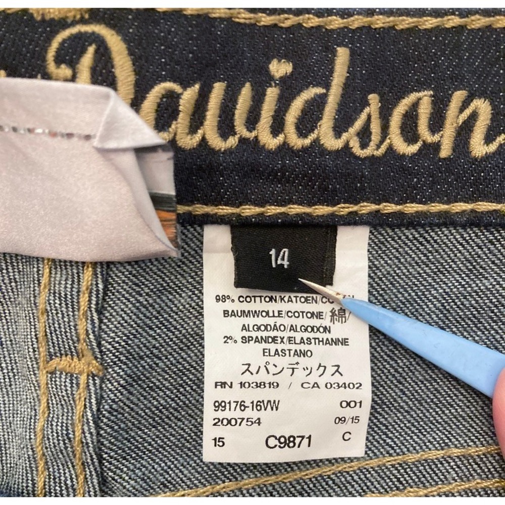 Harley Davidson Jeans Bootcut Mid-Rise Embellished Pocket Womens 14 Dk Wash NEW - Picture 4 of 16